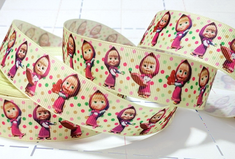 040 25мм Репсовая лента с рисунком 23м (+-1м) Маша и медведь