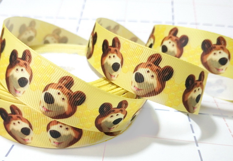 043 25мм Репсовая лента с рисунком 23м (+-1м) Маша и медведь