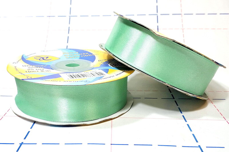 050 Лента атласная 25мм 33м (+-1м) оттенок светло-бирюзового