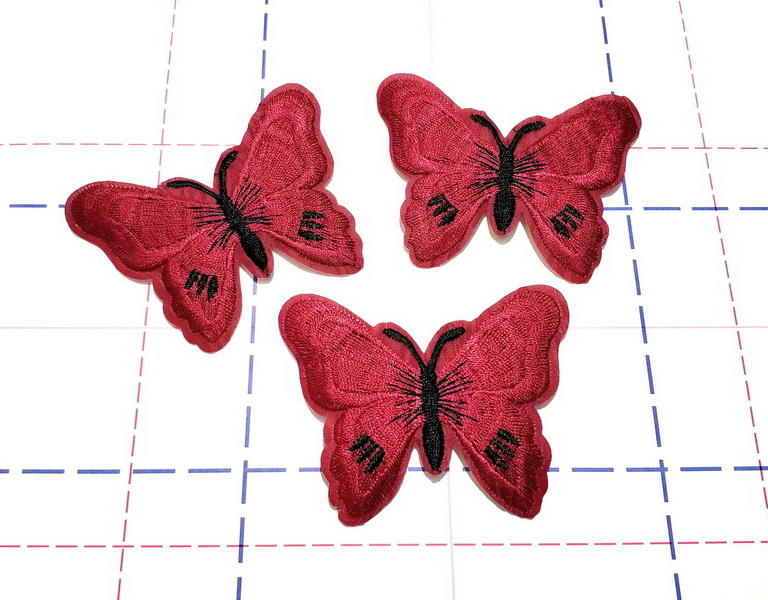 092 Термоаппликация 7,5*5,5см Бабочка Бордовый