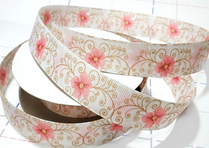 101 25мм Репсовая лента с рисунком 23м (+-1м) Цветочный узор