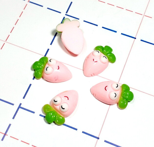 103 Кабошон Морковочка 25*16 мм розовый