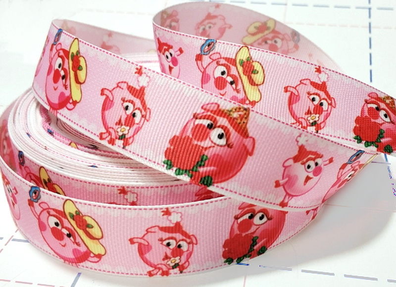 109 25мм Репсовая лента с рисунком 23м (+-1м) Смешарики