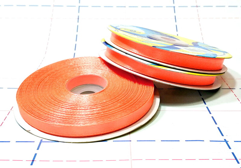 114 Лента атласная 6 мм 33м/боб (+-1м) оттенок ярко-оранжевого