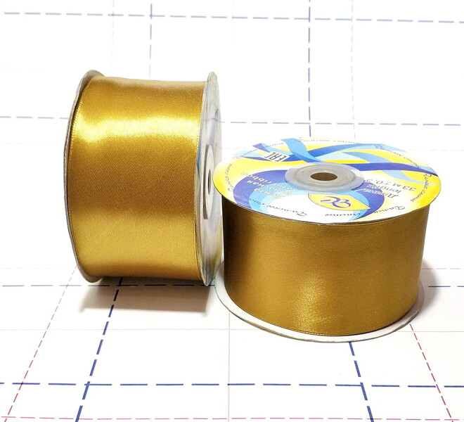 121 Лента атласная 50мм 33м (+-1м) оттенок золотистого