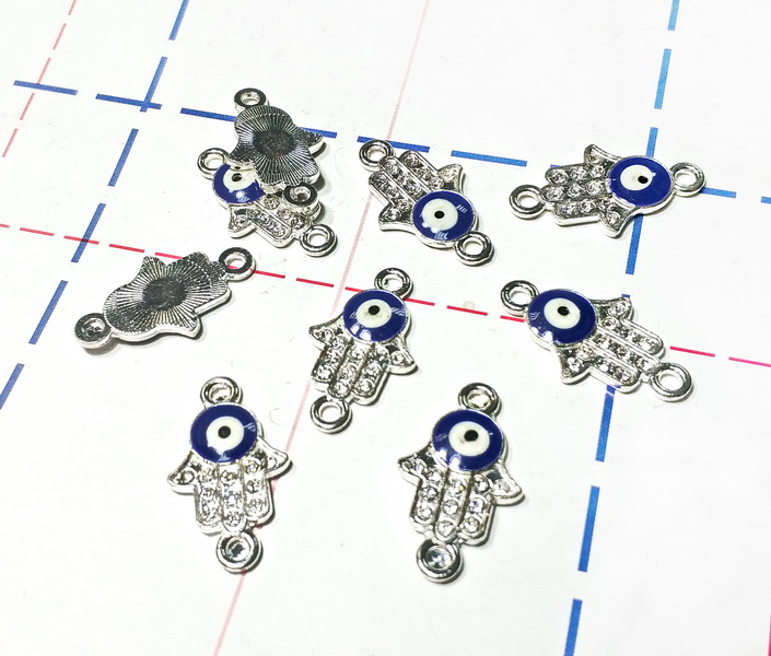 123 Подвеска-коннектор 25*15мм Рука, глаз со стразами-2