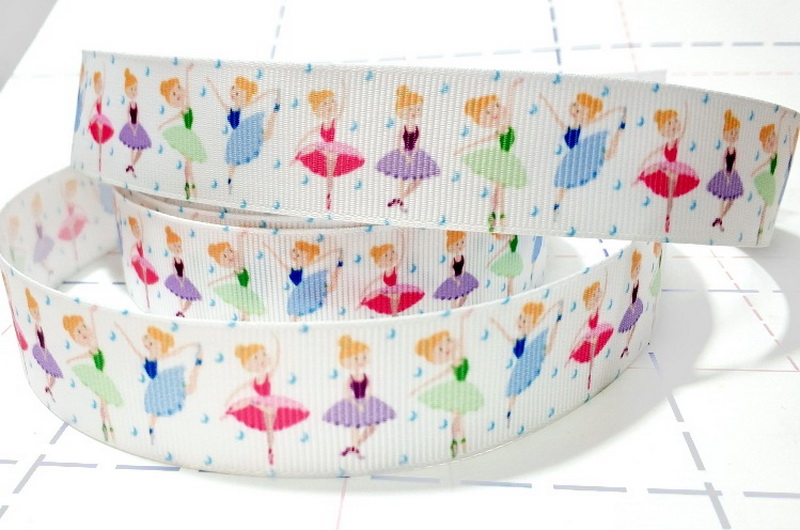 144 25мм Репсовая лента с рисунком 23м (+-1м) Балерины