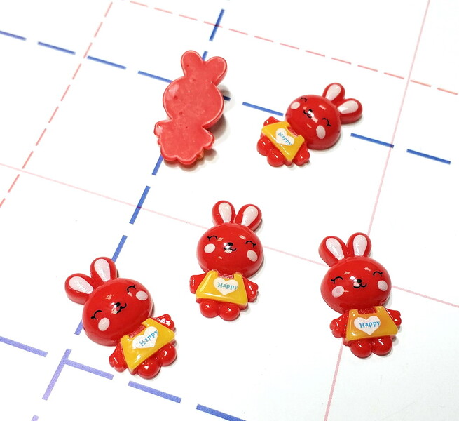 152 Кабошон Зайчик 25*14 мм красный