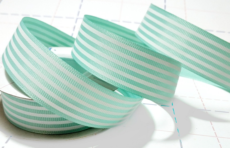 167 25мм Репсовая лента с рисунком 18,3м (+-1м) Полосы Мятный/белый