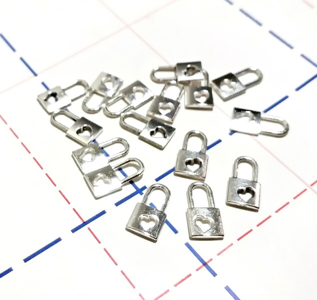 173 Подвеска 15*8мм Замочек-сердце Серебро