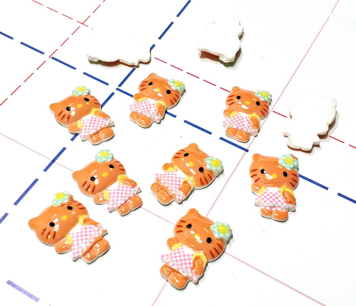 019 Кабошон Китти 15*22 мм оранжевый