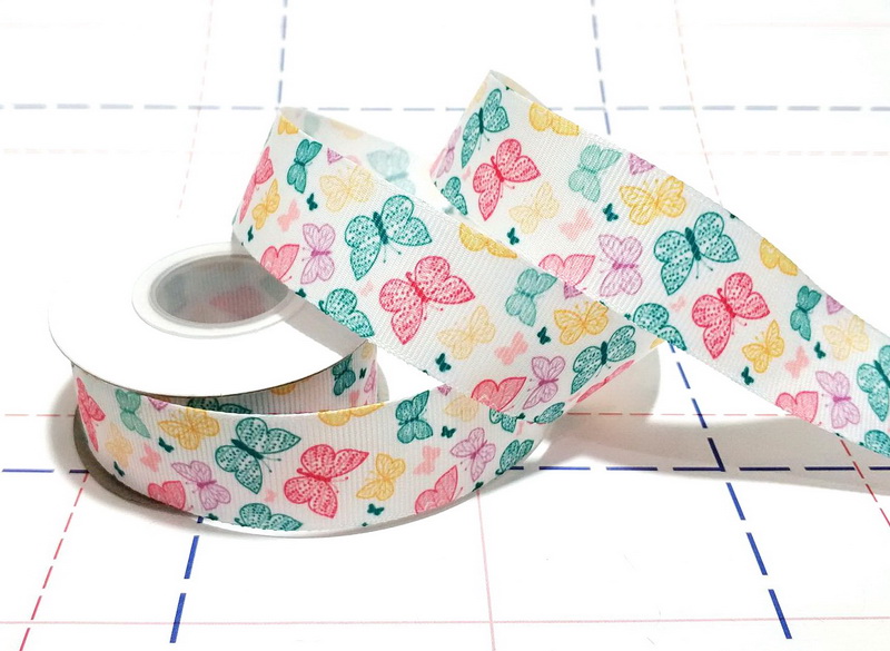 205 25мм Репсовая лента с рисунком 9,1м/боб (+-0,3м) Бабочки