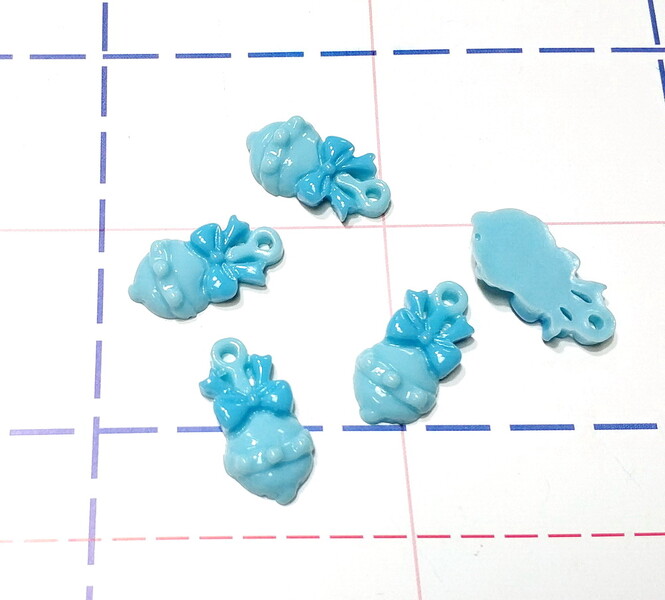 214 Кабошон Погремушка 27 мм голубой