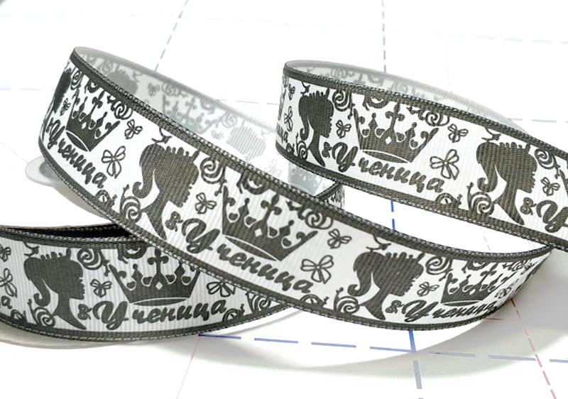 225 25мм Репсовая лента с рисунком 18,3м (+-1м) Ученица