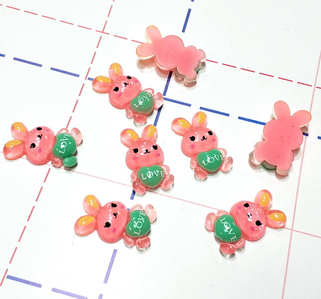 268 Кабошон Зайчик 23*18 мм коралловый