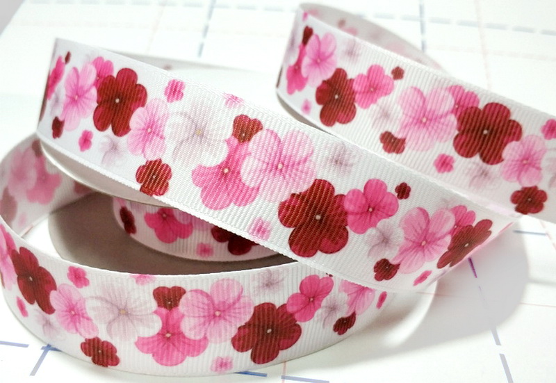 290 25мм Репсовая лента с рисунком 23м (+-1м) Цветы 