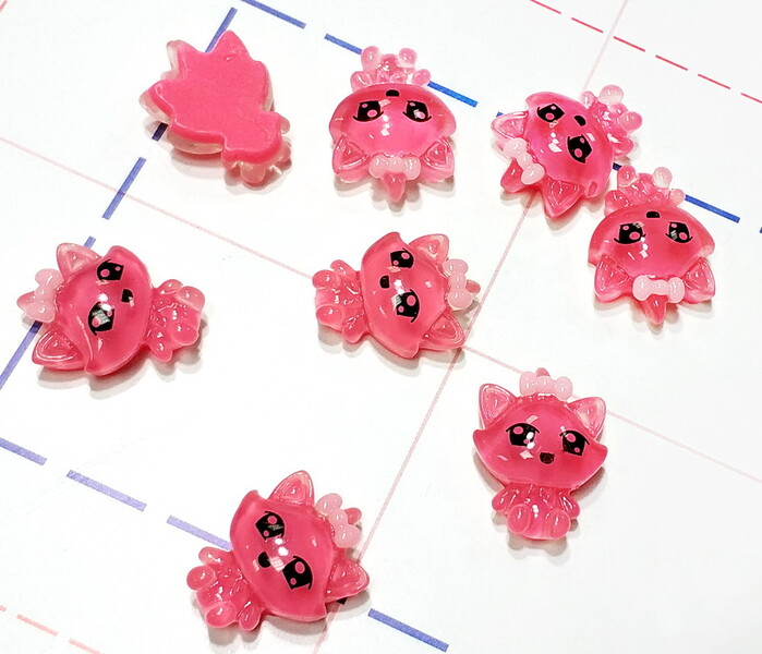 290 Кабошон Кошка 20 мм ярко-розовый