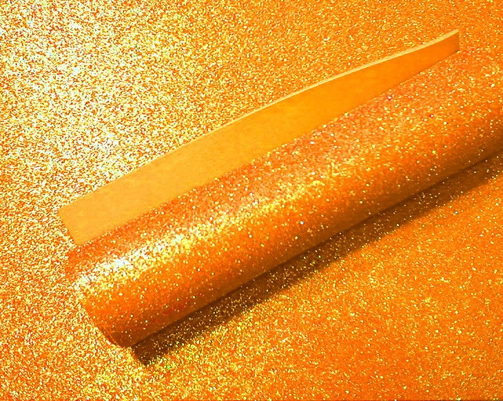 49гл Фоамиран глиттерный 20*30см (+-1см) 2мм Оранжевый перламутр
