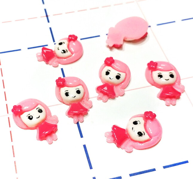 303 Кабошон Девочка 25 мм розовый