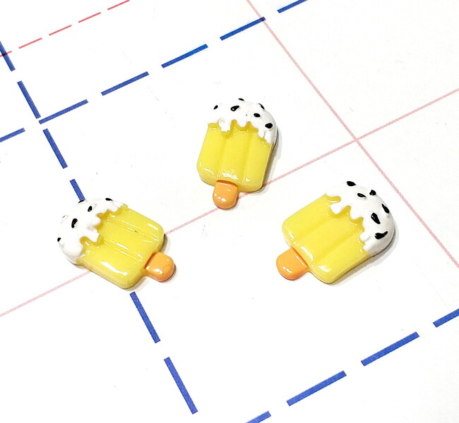 324 Кабошон Мороженое на палочке 23*13 мм желтый