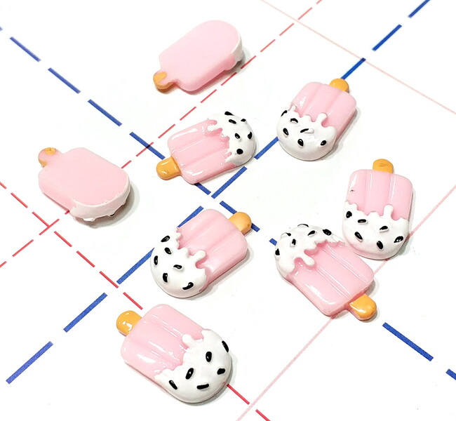 324 Кабошон Мороженое на палочке 23*13 мм розовый