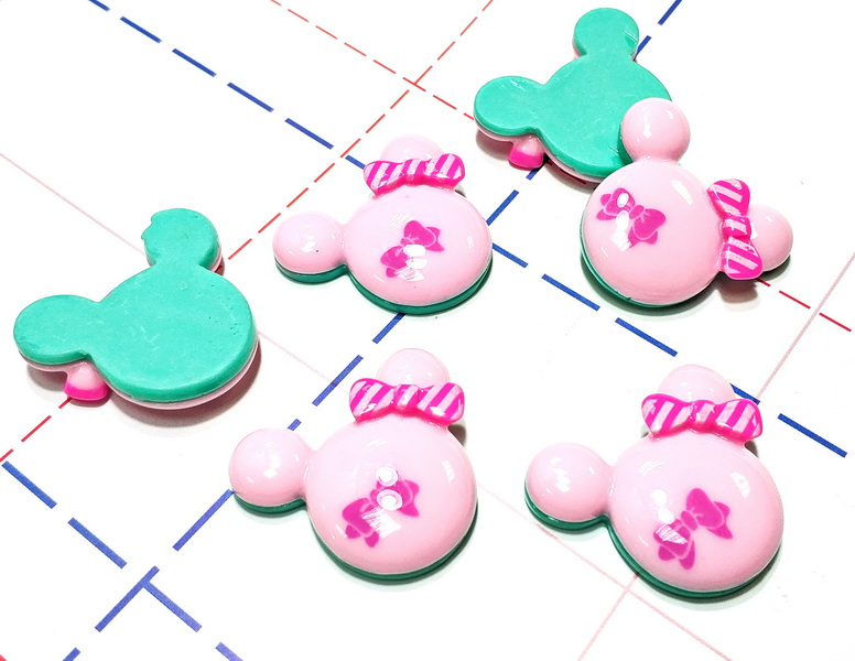 033 Кабошон Микки 30 мм розовый/тиффани