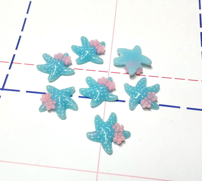 356 Кабошон Морская звезда горох 20 мм голубой