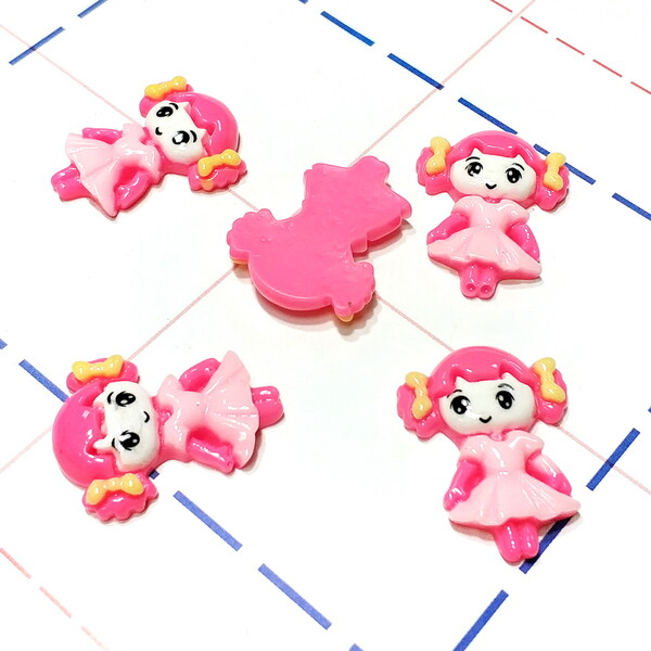 390 Кабошон Девочка 26*30 мм ярко-розовый