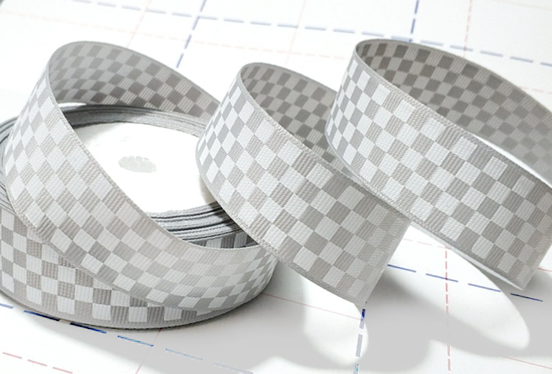 394 25мм Репсовая лента с рисунком 23м (+-1м) Шашечки Серый/белый