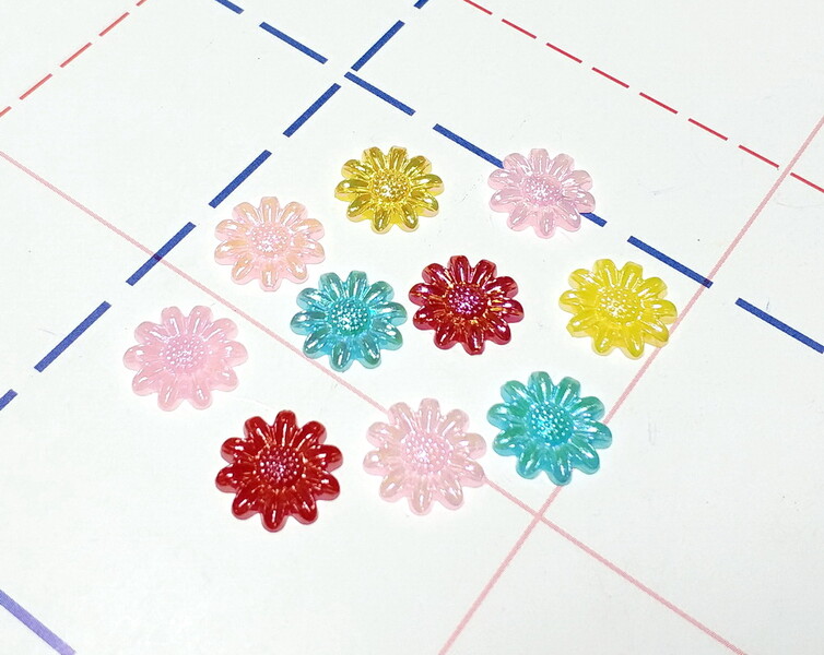 449 Кабошон Ромашка 12 мм 10шт/уп ассорти