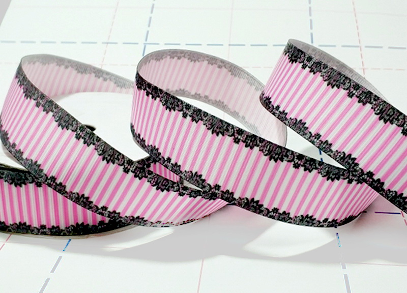 452 25мм Репсовая лента с рисунком 23м (+-1м) Кружево-полосы