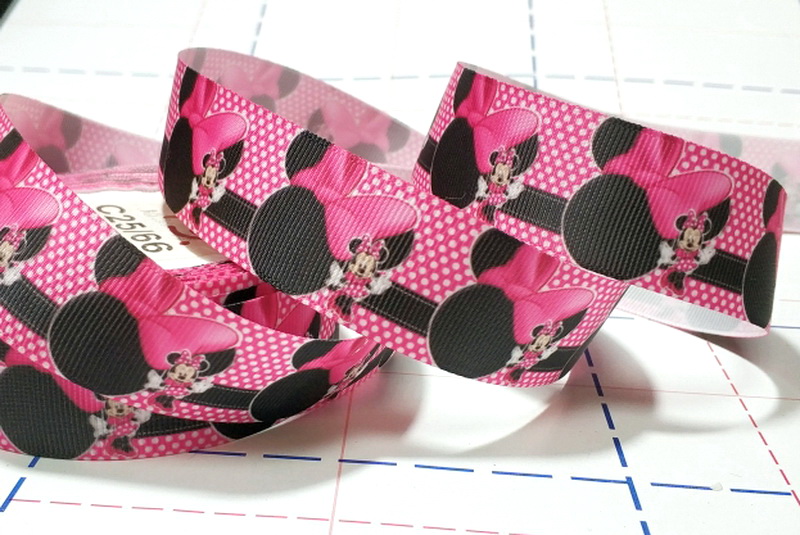 453 25мм Репсовая лента с рисунком 23м (+-1м) Минни 