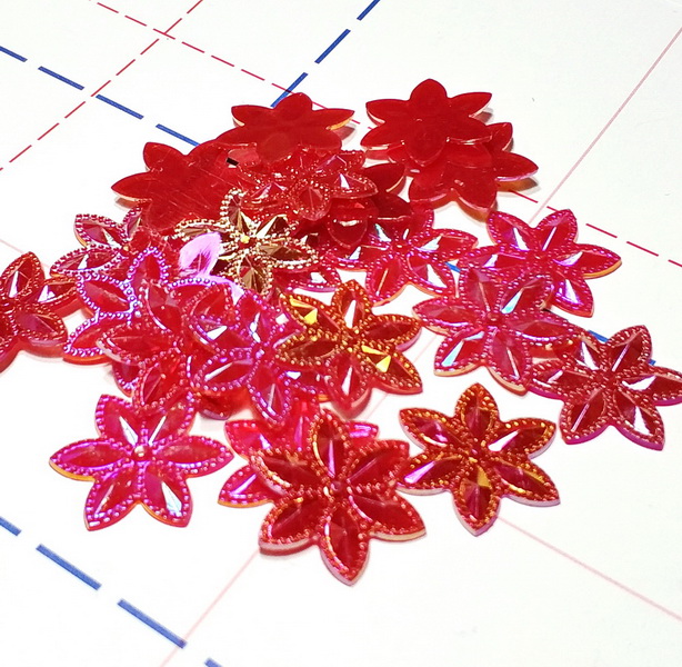 469 Кабошон Цветочек 24 мм красный