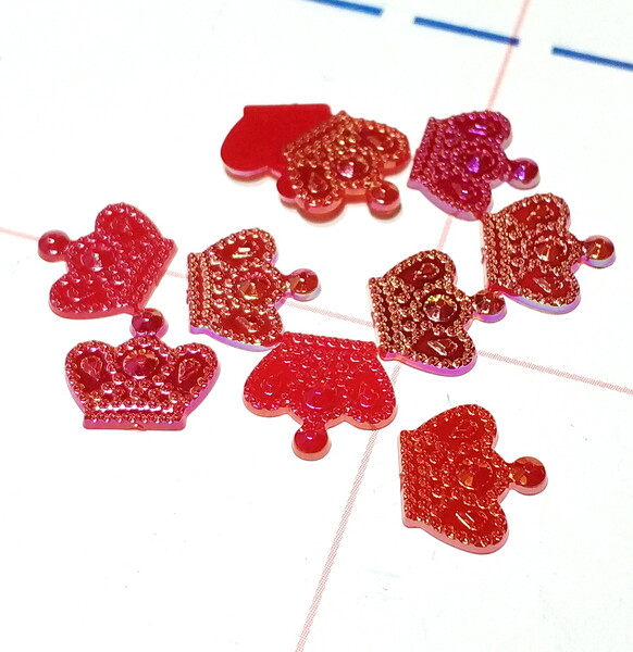 475 Кабошон Корона 12 мм 10 шт/уп красный