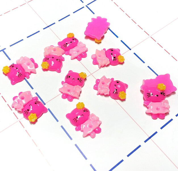 494 Кабошон Китти глянец 21*15 мм ярко-розовый