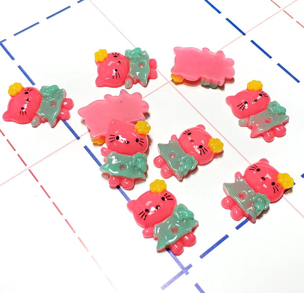 496 Кабошон Китти глянец 21*15 мм коралловый