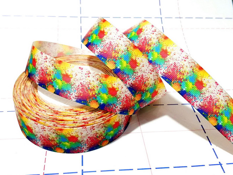 533 25мм Репсовая лента с рисунком 23м (+-1м) Кляксы