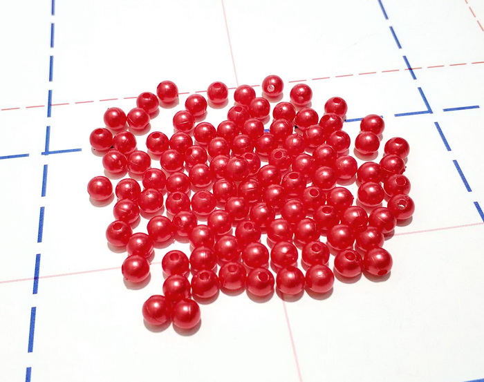 53 Бусы Жемчуг пластик 6мм УПАКОВКА 500гр (+-5гр) Красный
