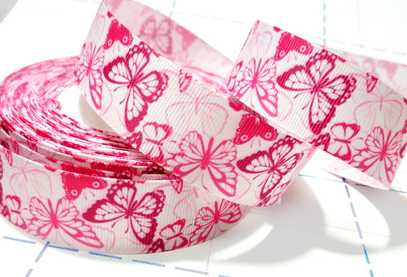 546 25мм Репсовая лента с рисунком 23м (+-1м) Бабочки