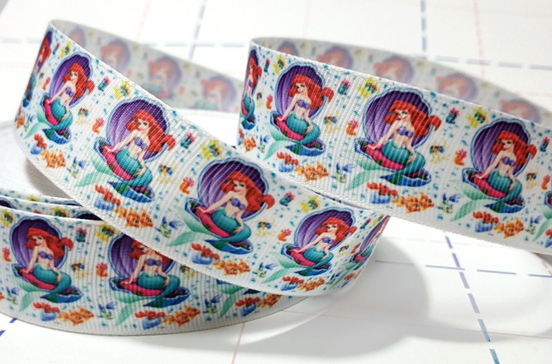 568 25мм Репсовая лента с рисунком 23м (+-1м) Принцесса Ариэль