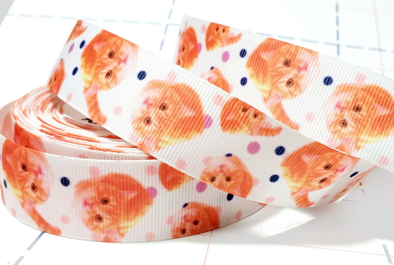 571 25мм Репсовая лента с рисунком 23м (+-1м) Котики