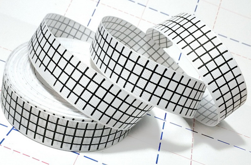 577 25мм Репсовая лента с рисунком 23м (+-1м) Клетка Белый/черный