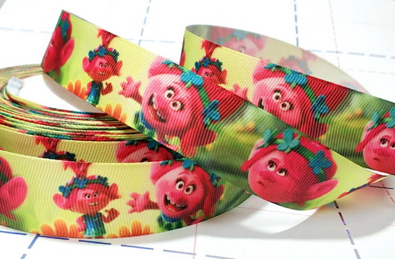 585 25мм Репсовая лента с рисунком 23м (+-1м) Смурфики