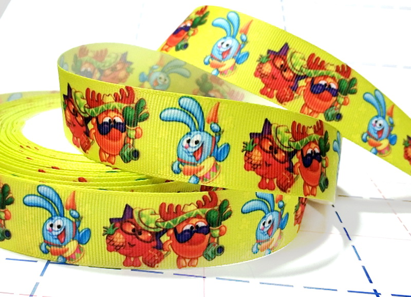 589 25мм Репсовая лента с рисунком 23м (+-1м) Смешарики