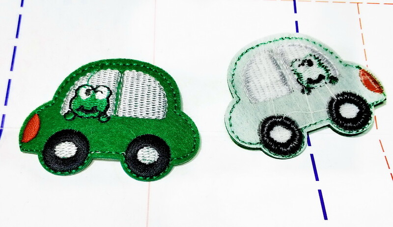 058 Термоаппликация 5,6*4,6 см Тачка с лягушкой Зеленый