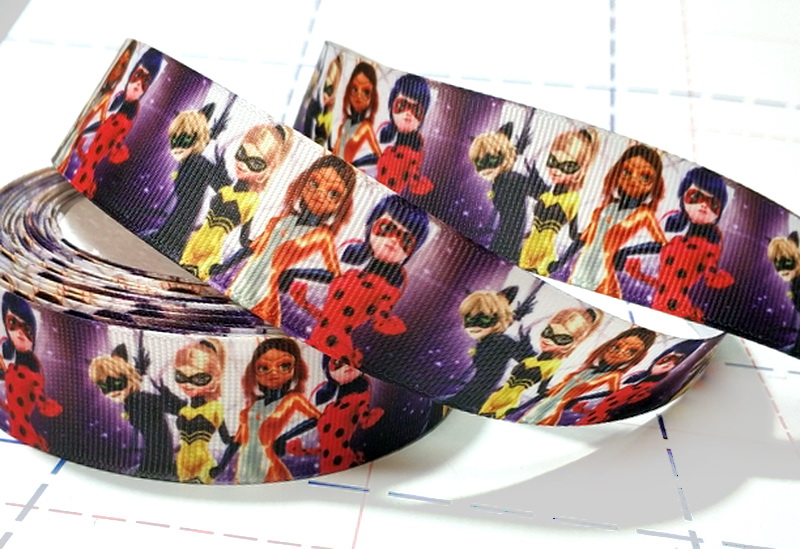 592 25мм Репсовая лента с рисунком 23м (+-1м) ЛедиБаг