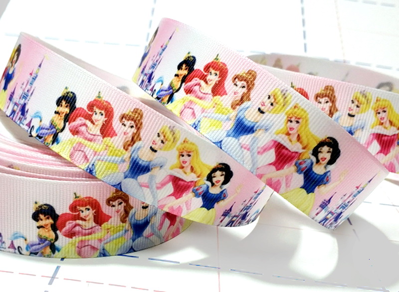 599 25мм Репсовая лента с рисунком 23м (+-1м) Принцессы