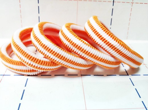 Резинки Махра 60 мм полоса оранжево-белый