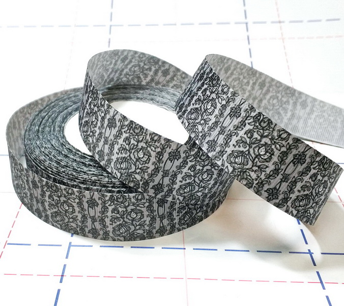 627 25мм Репсовая лента с рисунком 23м (+-1м) Цветочный узор