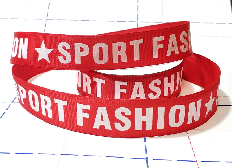 665 25мм Репсовая лента с рисунком 21,9м (+-1м) SPORT FASHION красный/белый